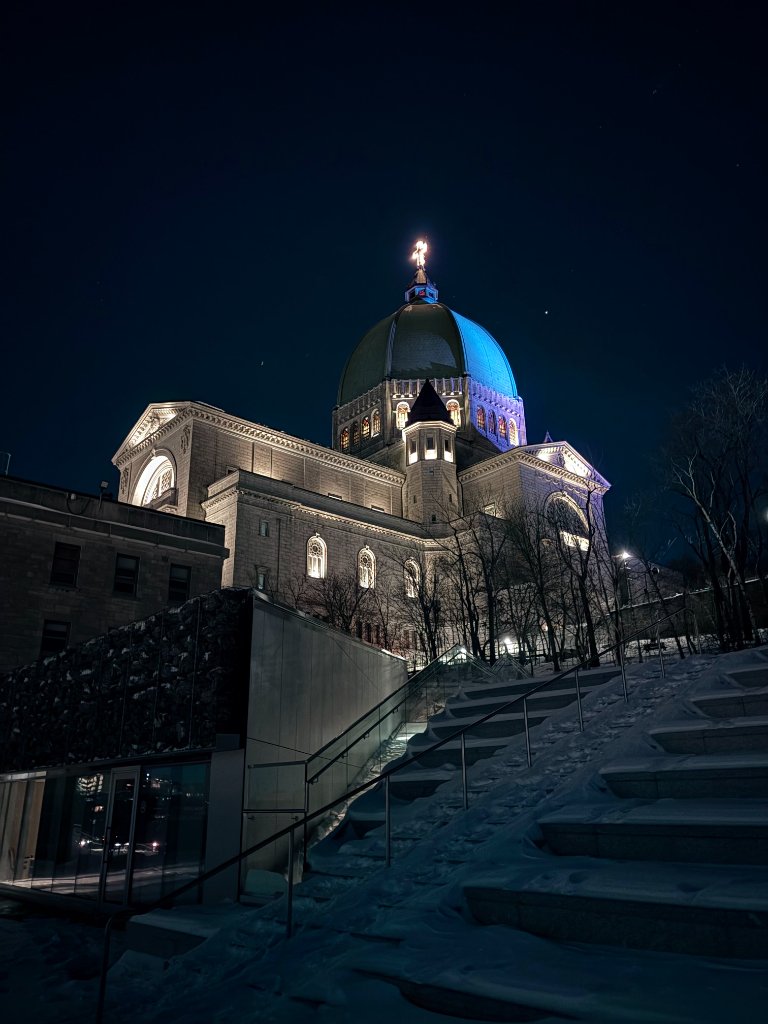 Saint Joseph's Oratory at night in winter