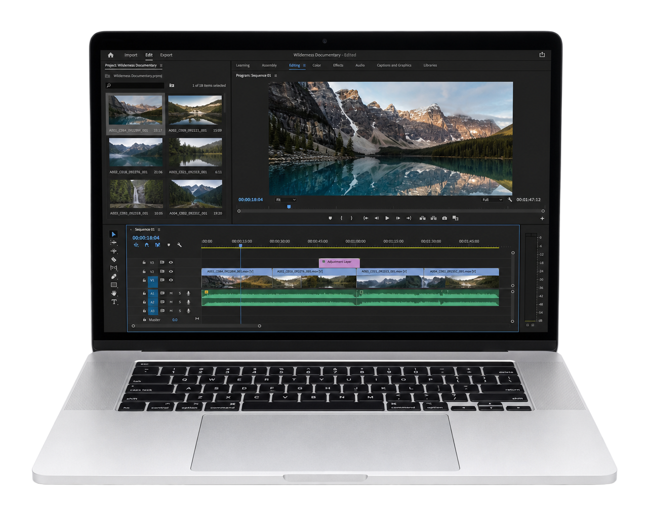 MacBook with editing suite