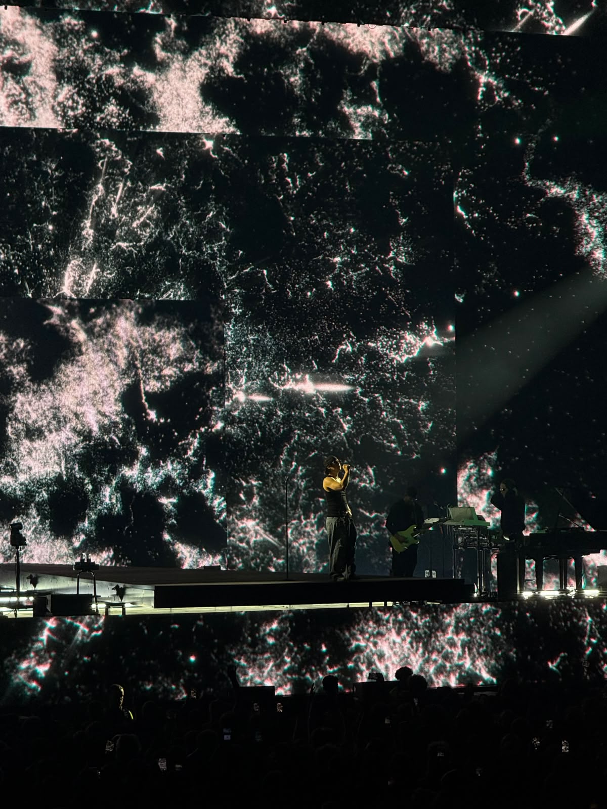 Concert stage against a particle wall
